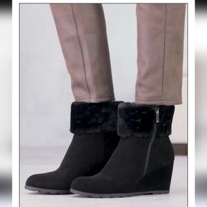 Elegant Black Wedge Ankle Boots